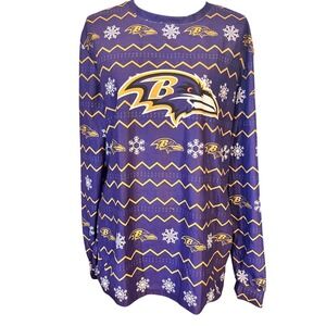 Baltimore Ravens NFL Ugly Christmas Sweater Long Sleeve Shirt Adult